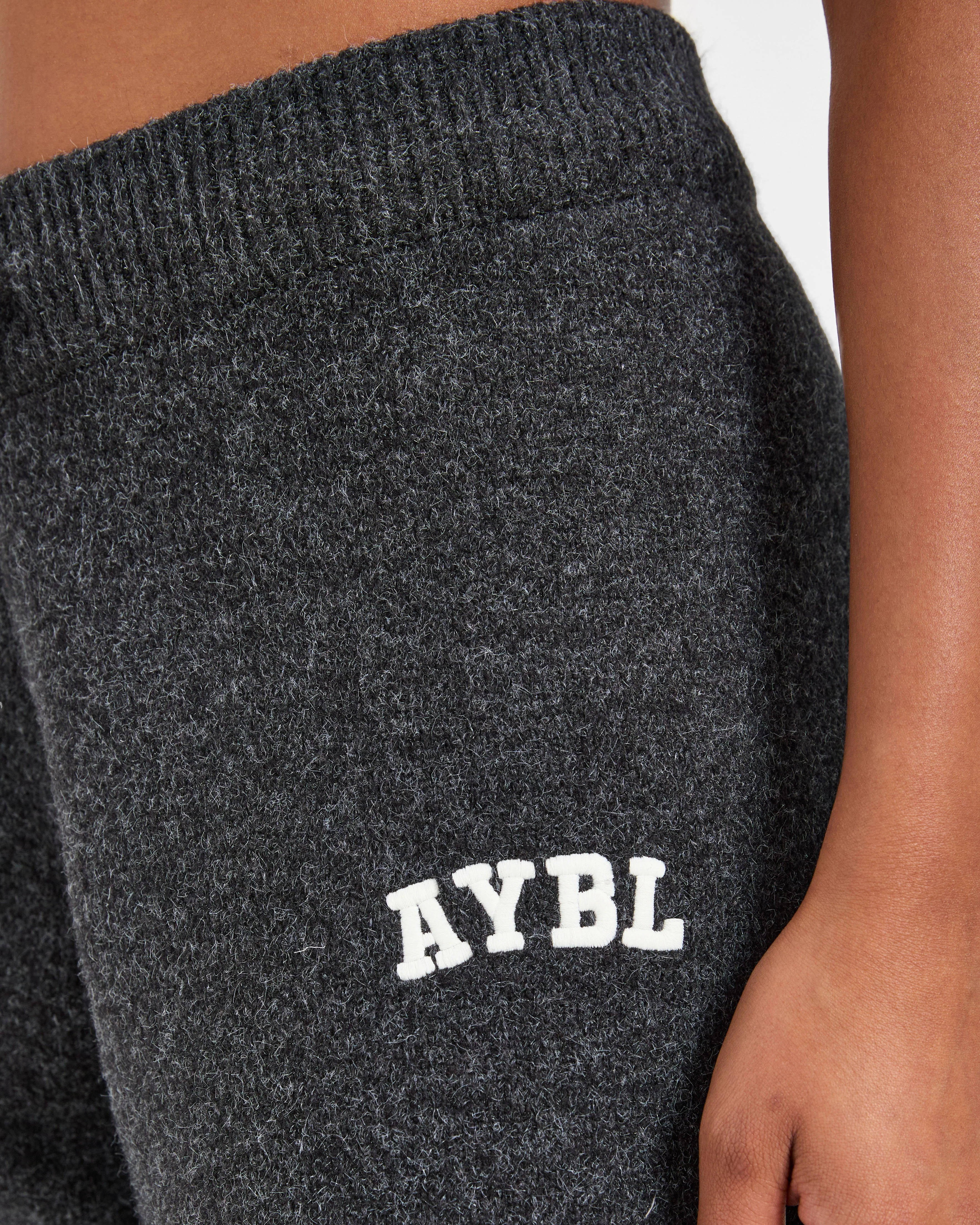 Varsity Oversized Knitted Joggers - Charcoal - Image 5