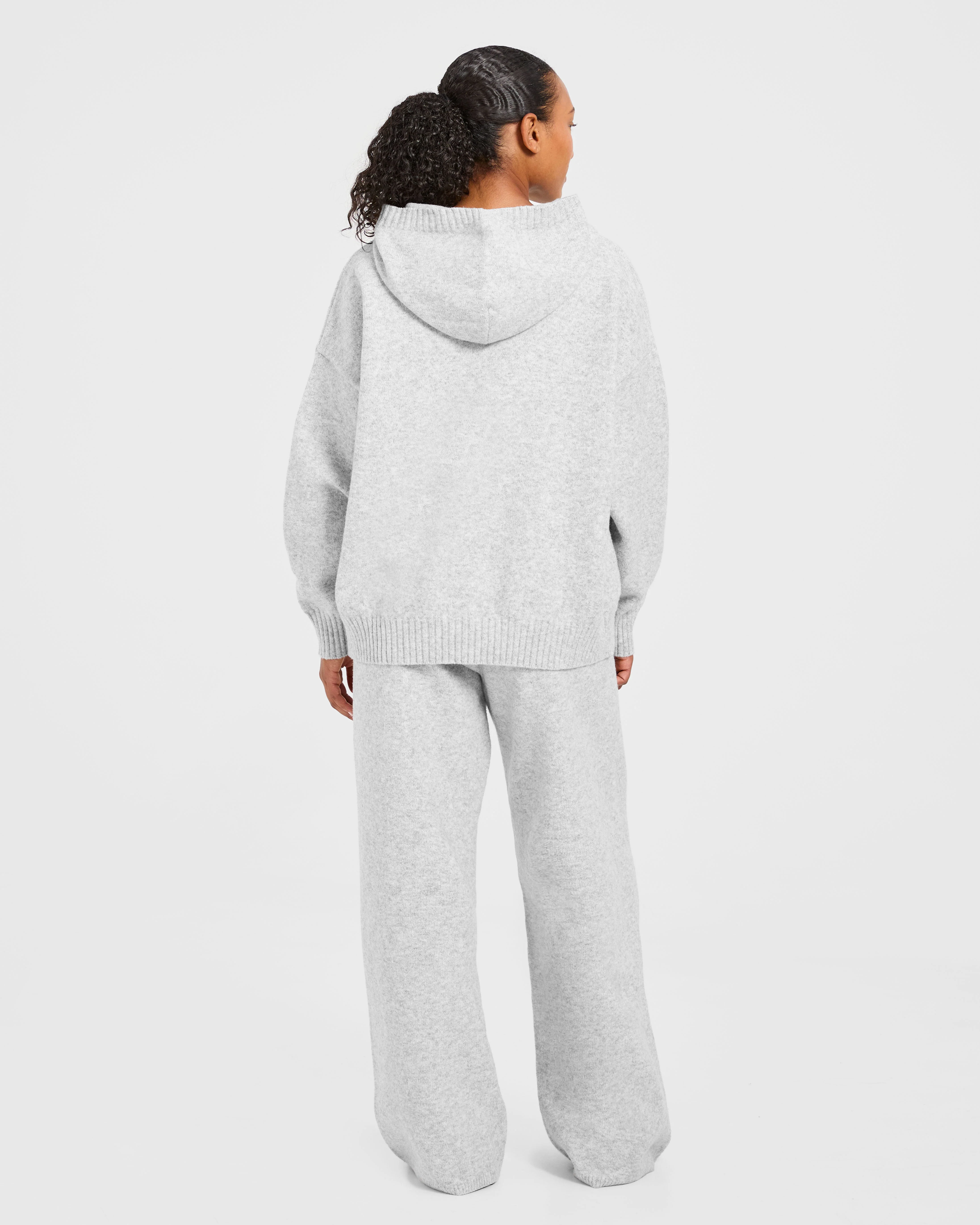 Varsity Oversized Knitted Joggers - Gris Marl - Image 4