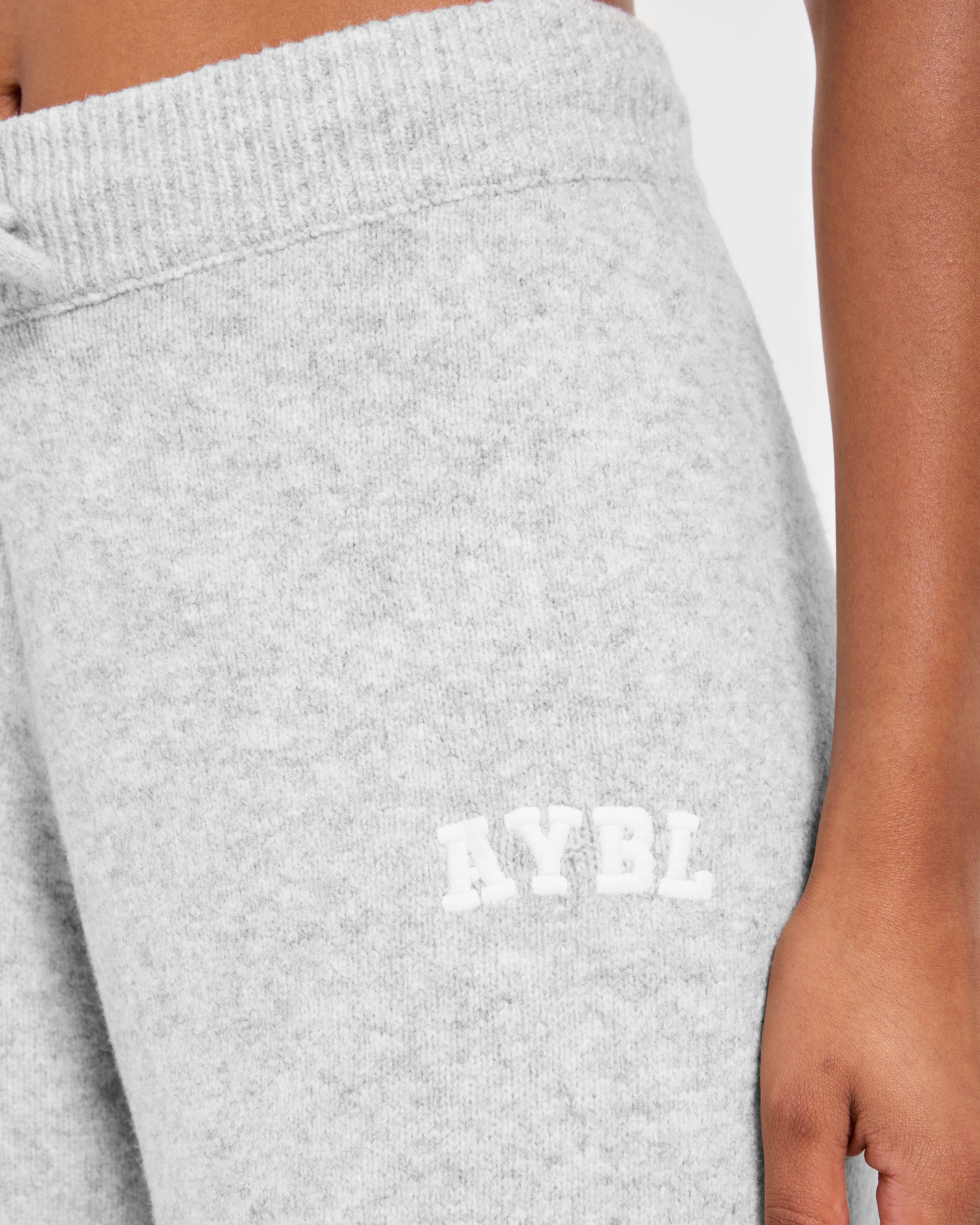Varsity Oversized Knitted Joggers - Gris Marl - Image 5