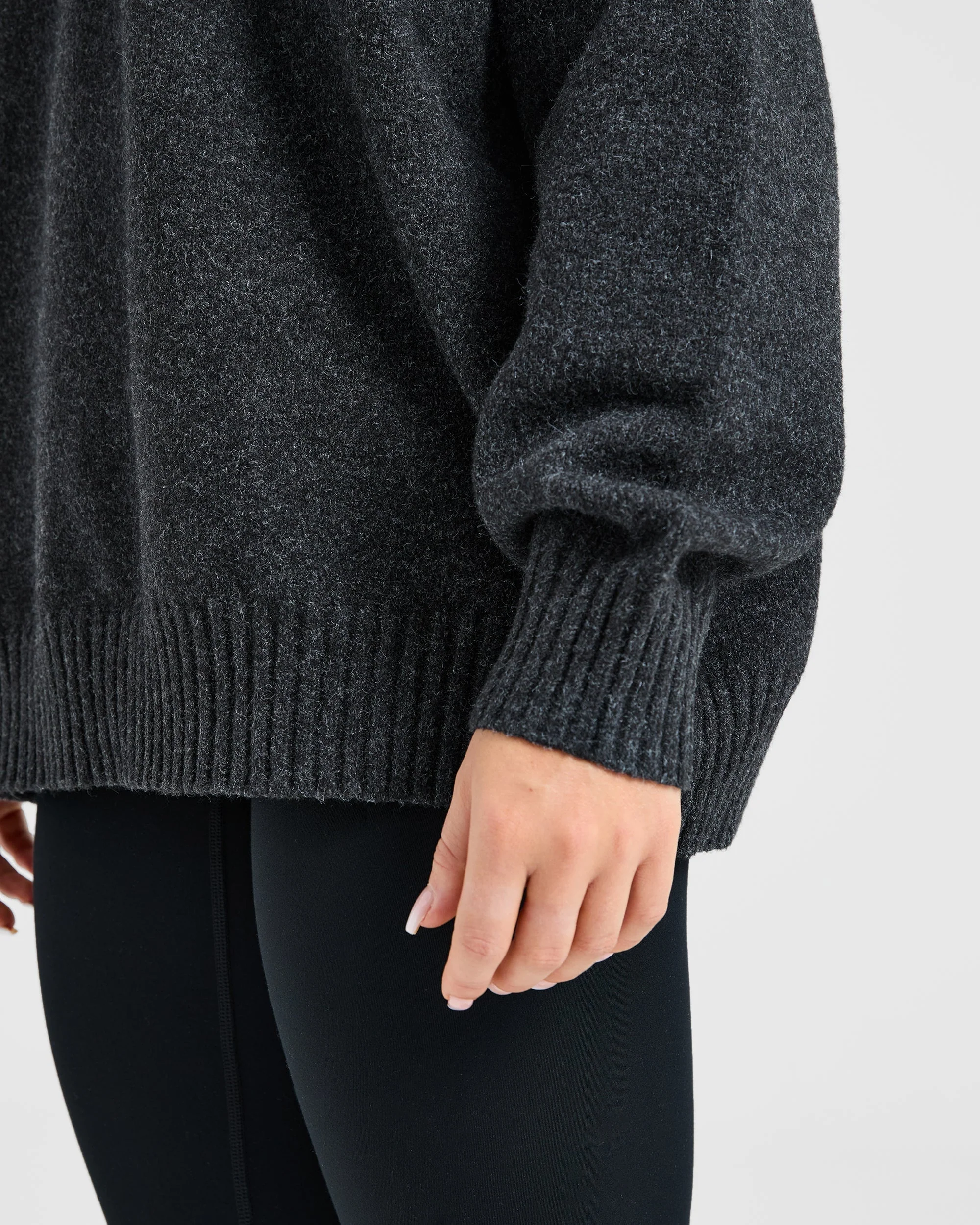Varsity Oversized Knitted Sweater - Charcoal - Image 6