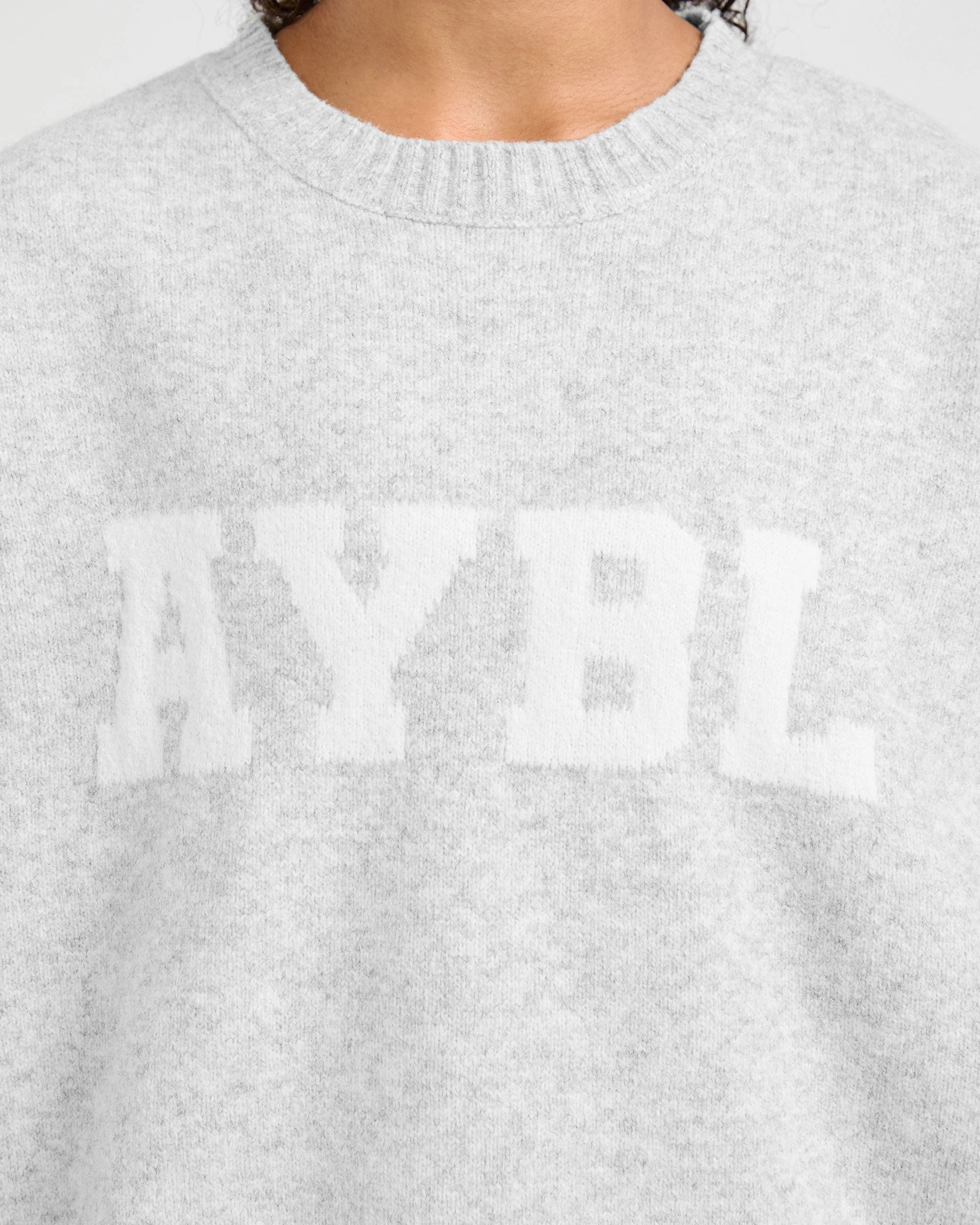 Varsity Oversized Knitted Sweater - Grey Marl - Image 5