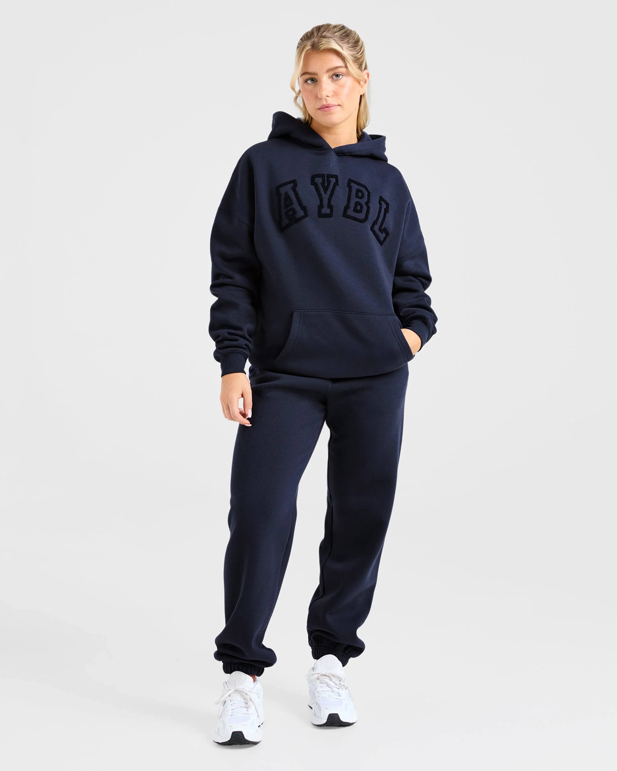 Varsity Oversized Outline Hoodie - Navy - Image 3