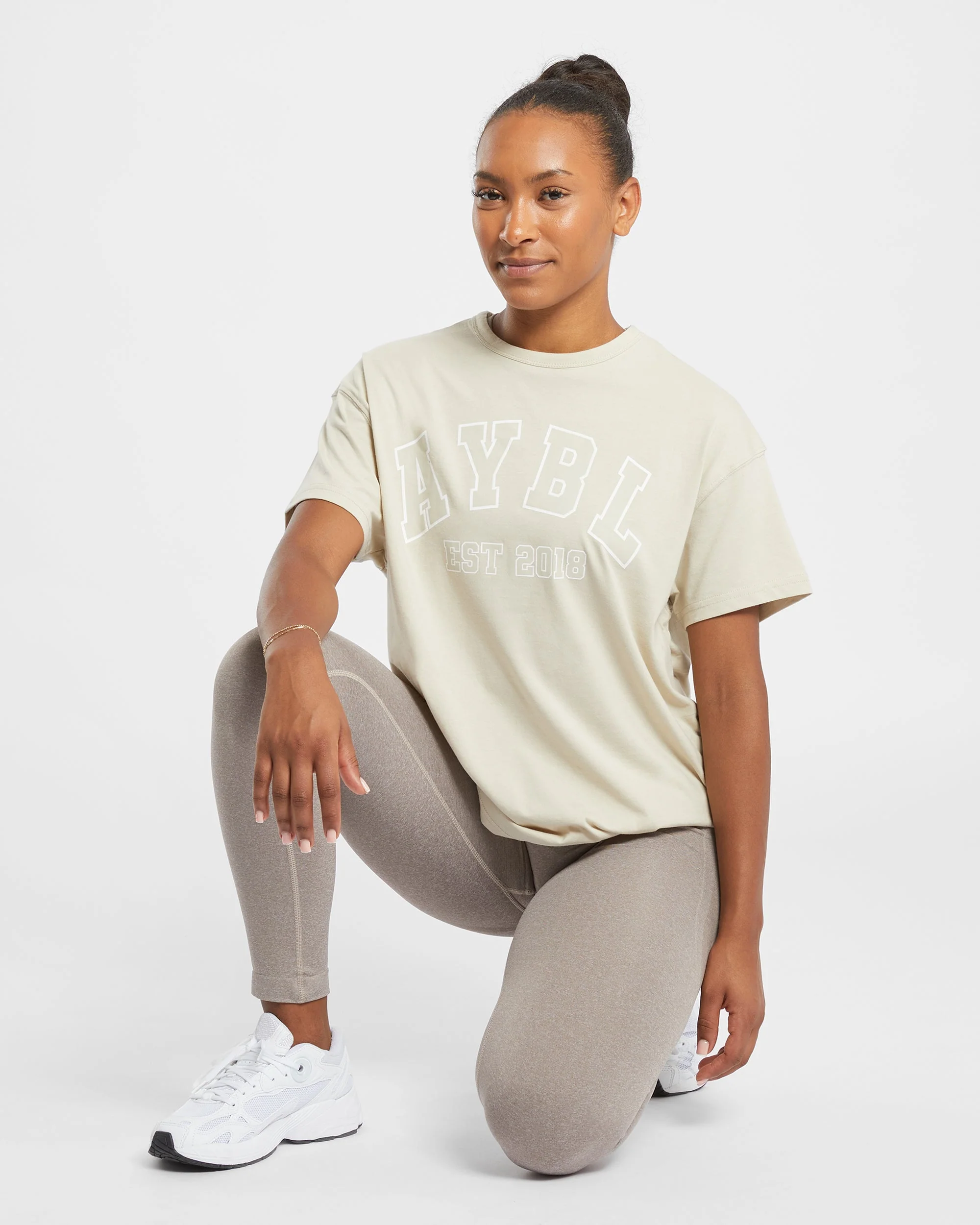 Varsity Oversized T Shirt - Beige - Image 14