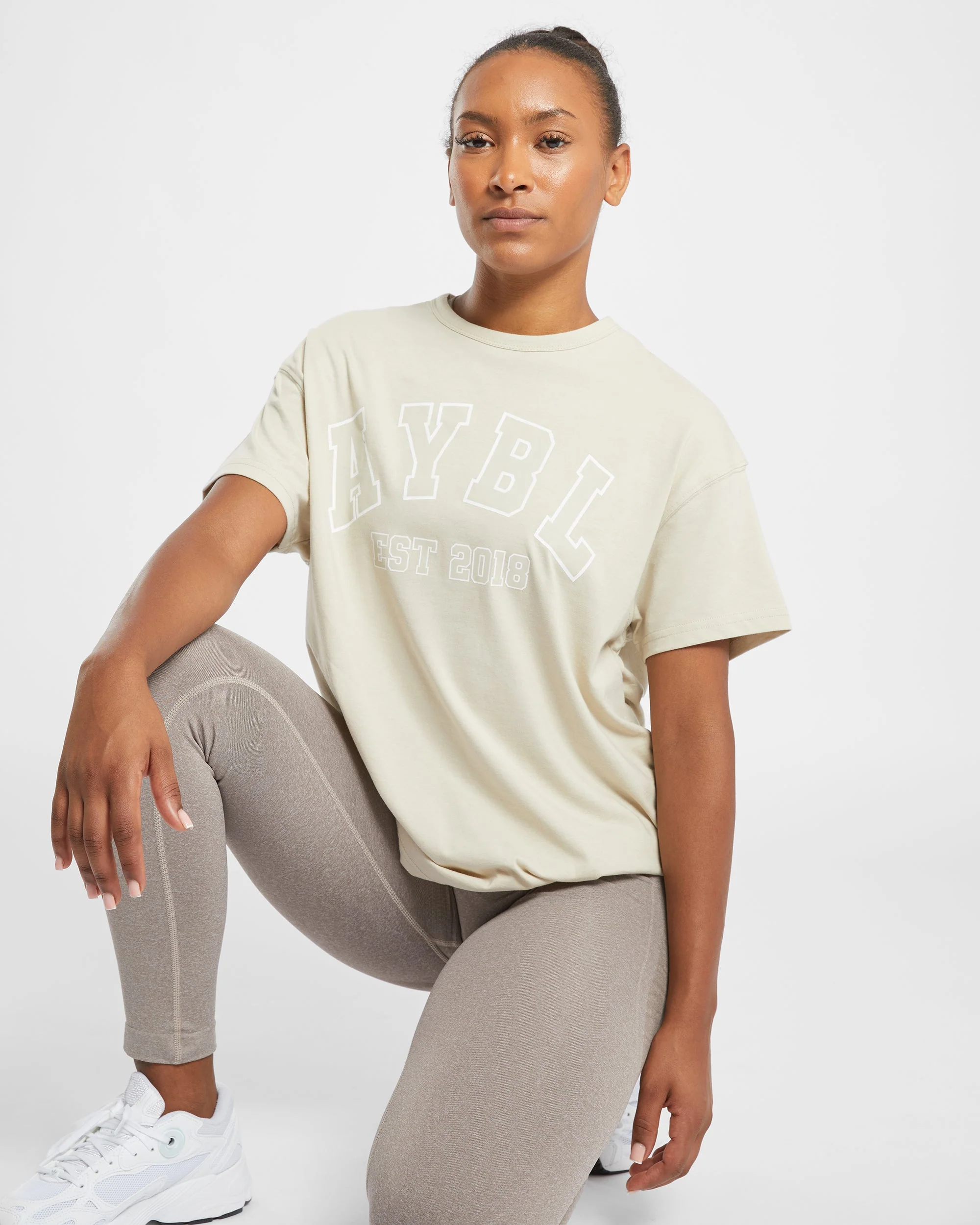 Varsity Oversized T Shirt - Beige - Image 15