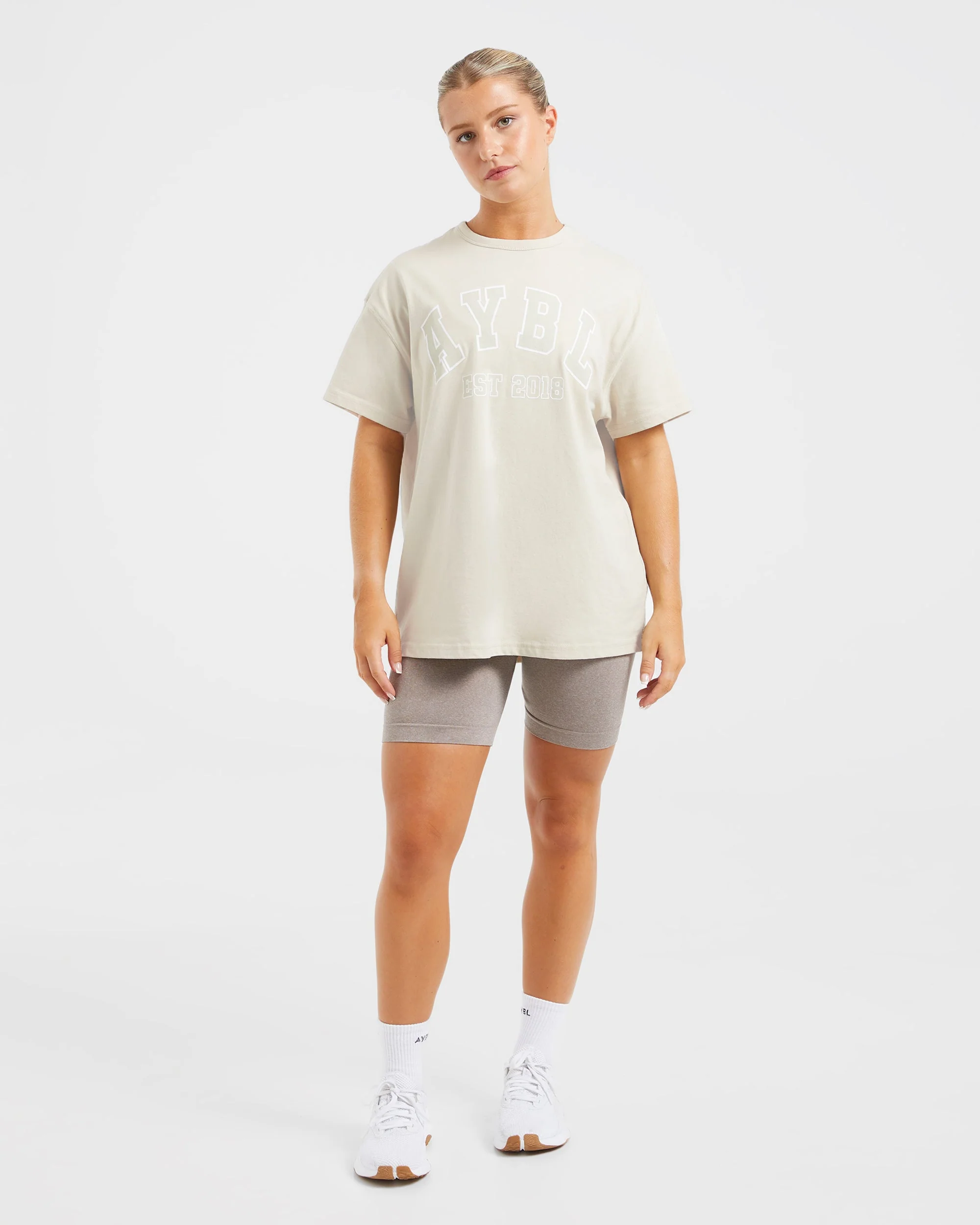 Varsity Oversized T Shirt - Beige - Image 3