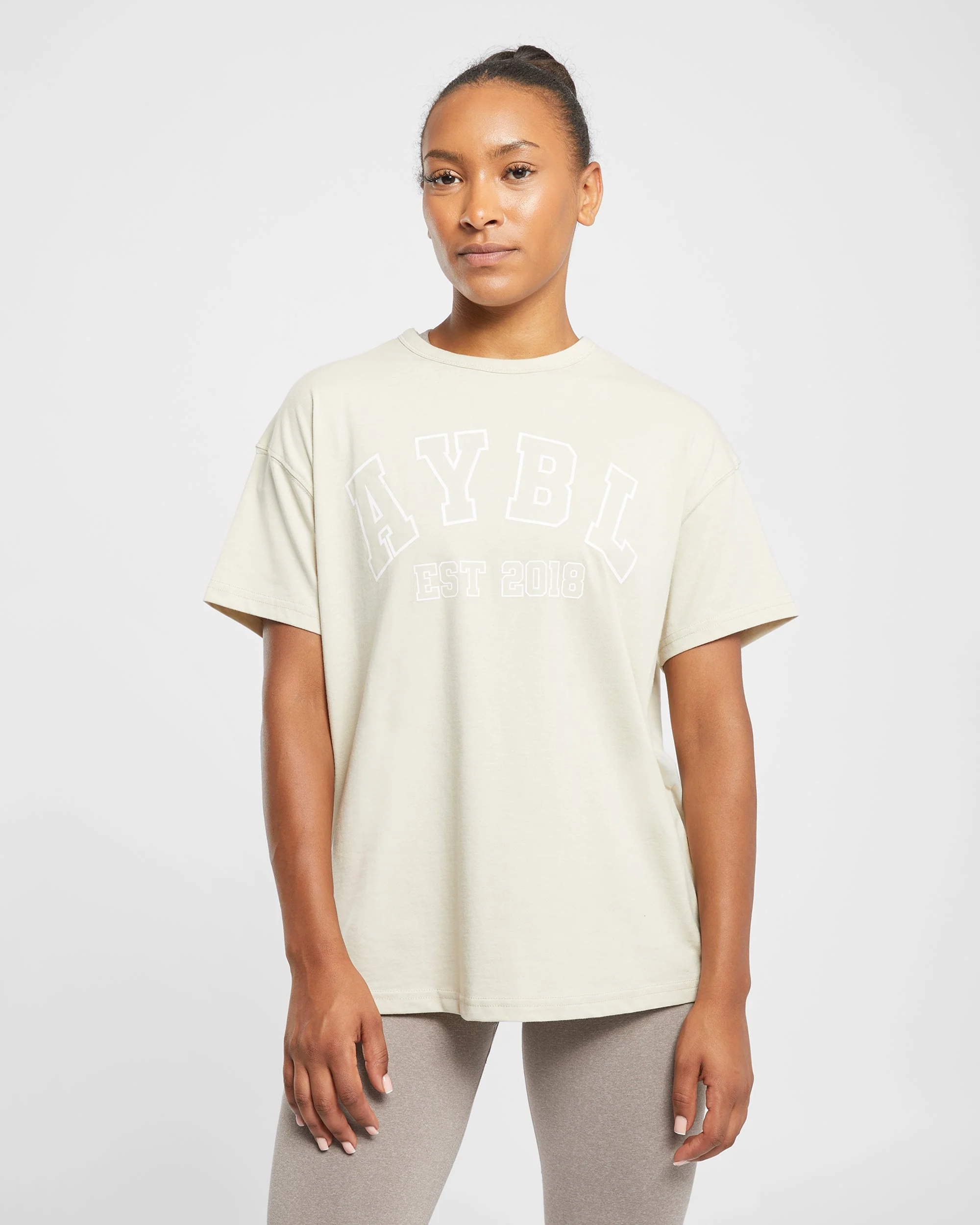 Varsity Oversized T Shirt - Beige - Image 9