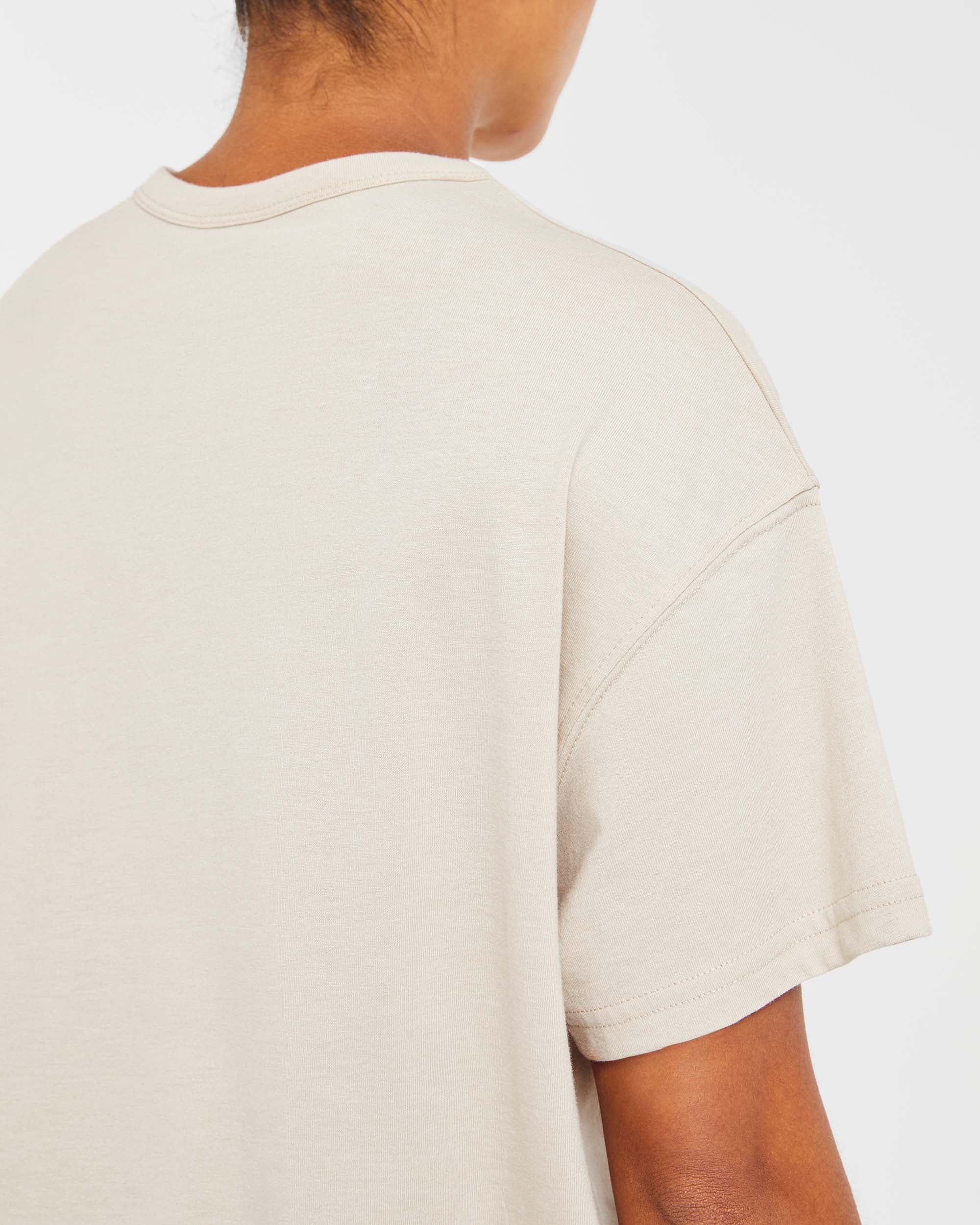Varsity Oversized T Shirt - Beige / Khaki - Image 6