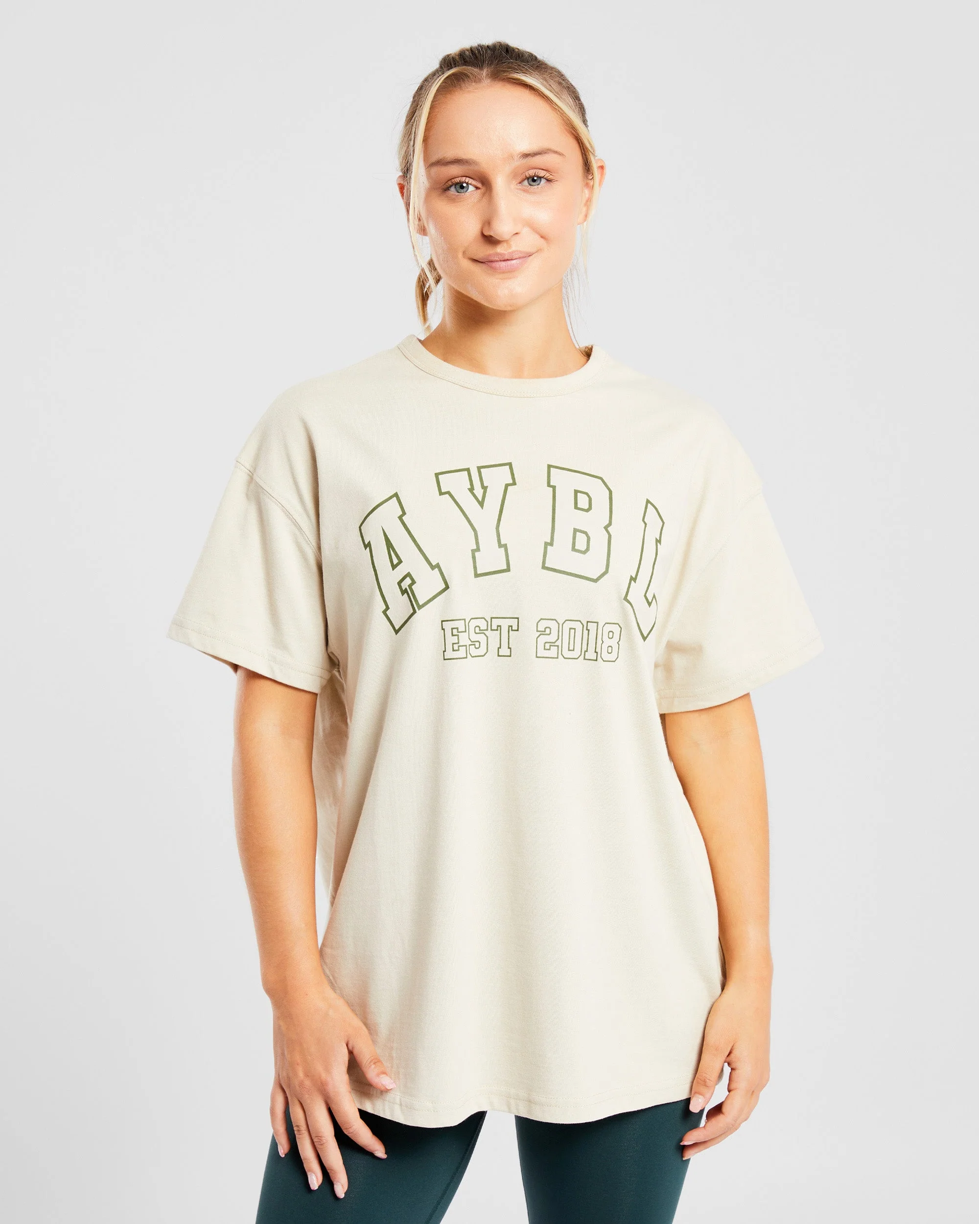 Varsity Oversized T Shirt - Beige / Khaki - Image 9