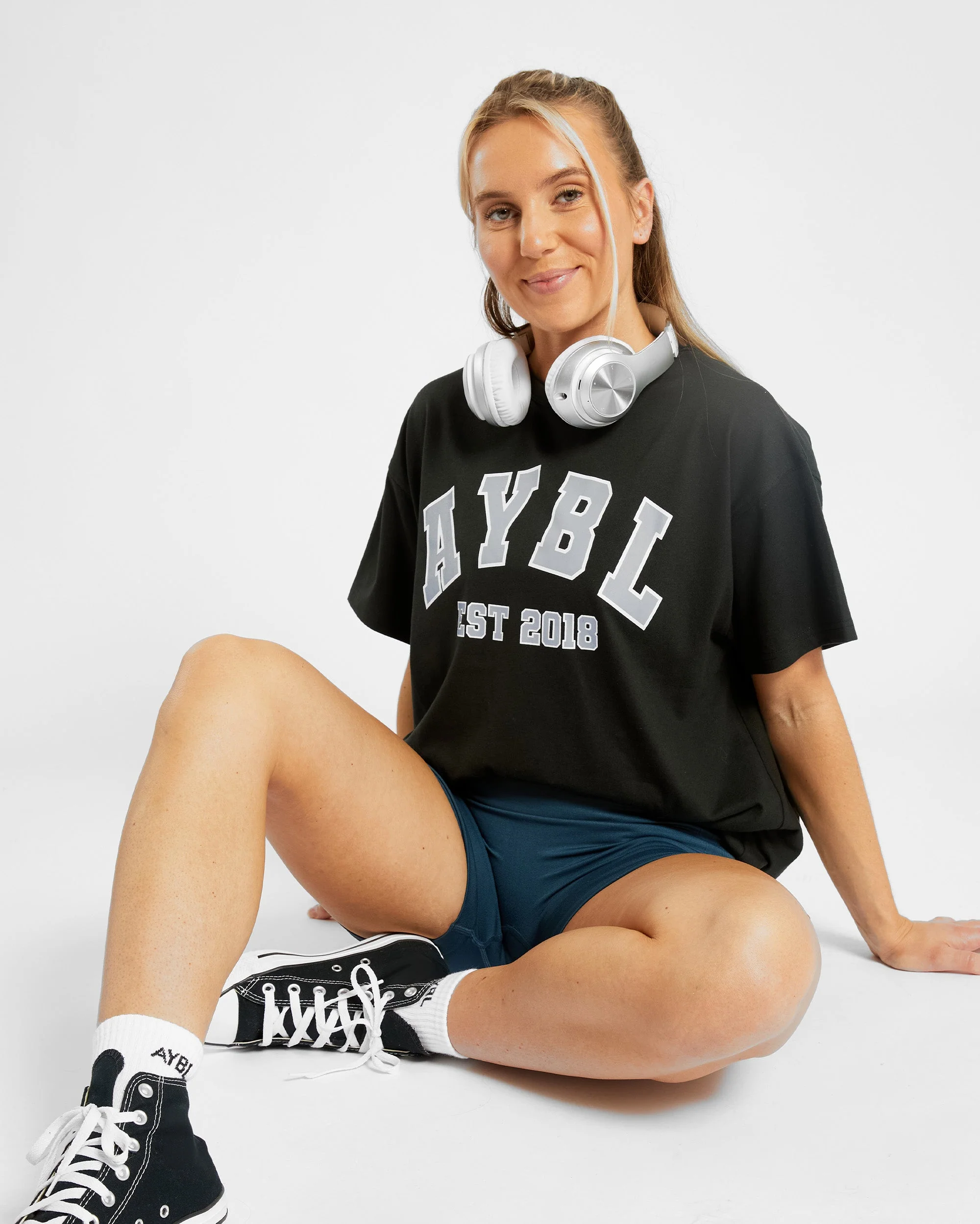 Varsity Oversized T Shirt - Noir/Bleu - Image 13
