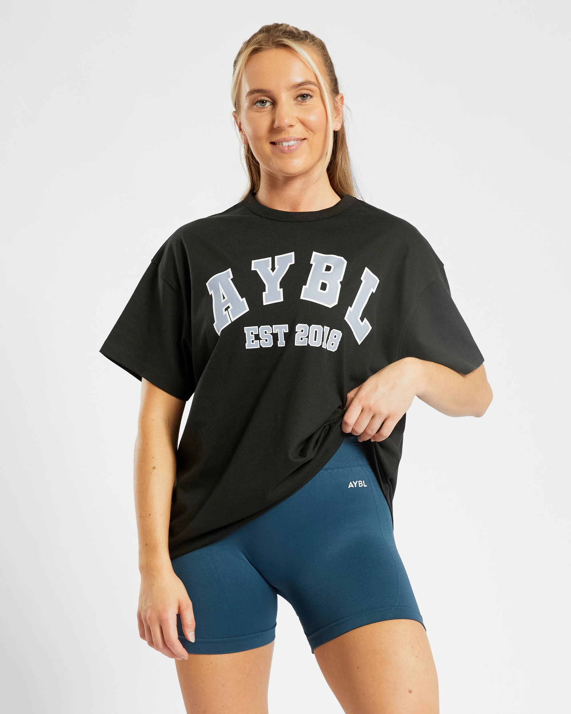 Varsity Oversized T Shirt - Noir/Bleu - Image 14