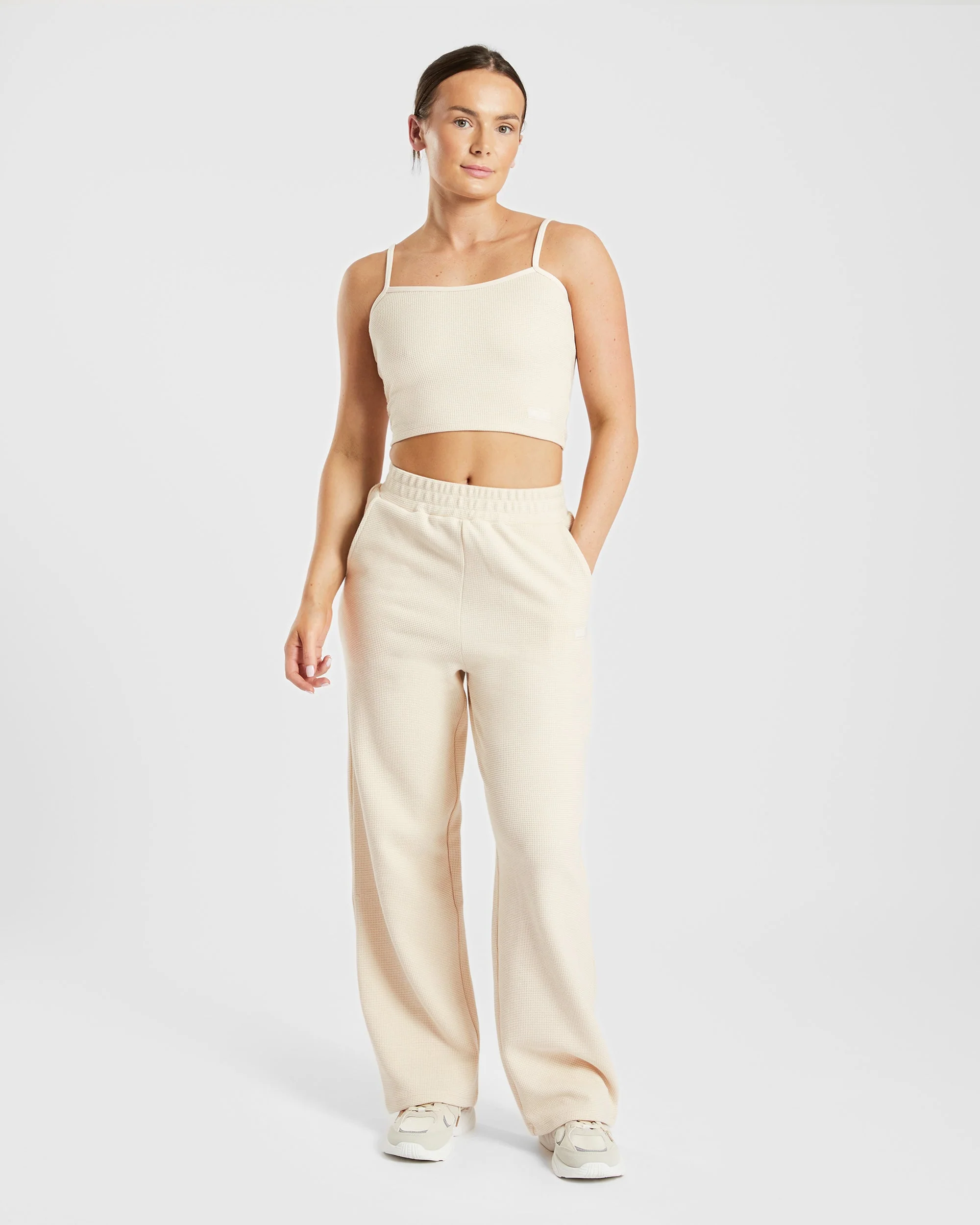 Waffle Crop Vest - Beige - Image 3