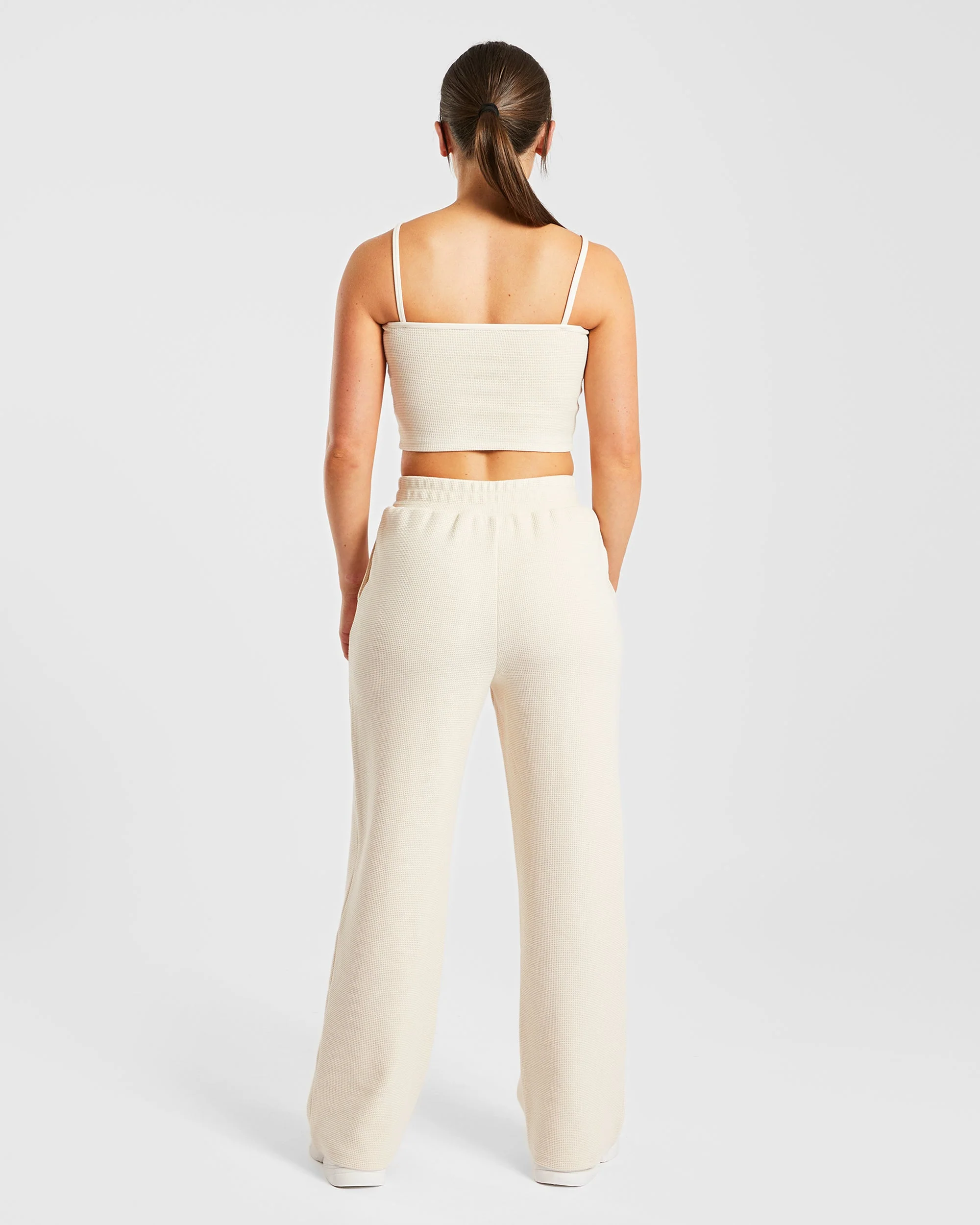 Waffle Crop Vest - Beige - Image 4