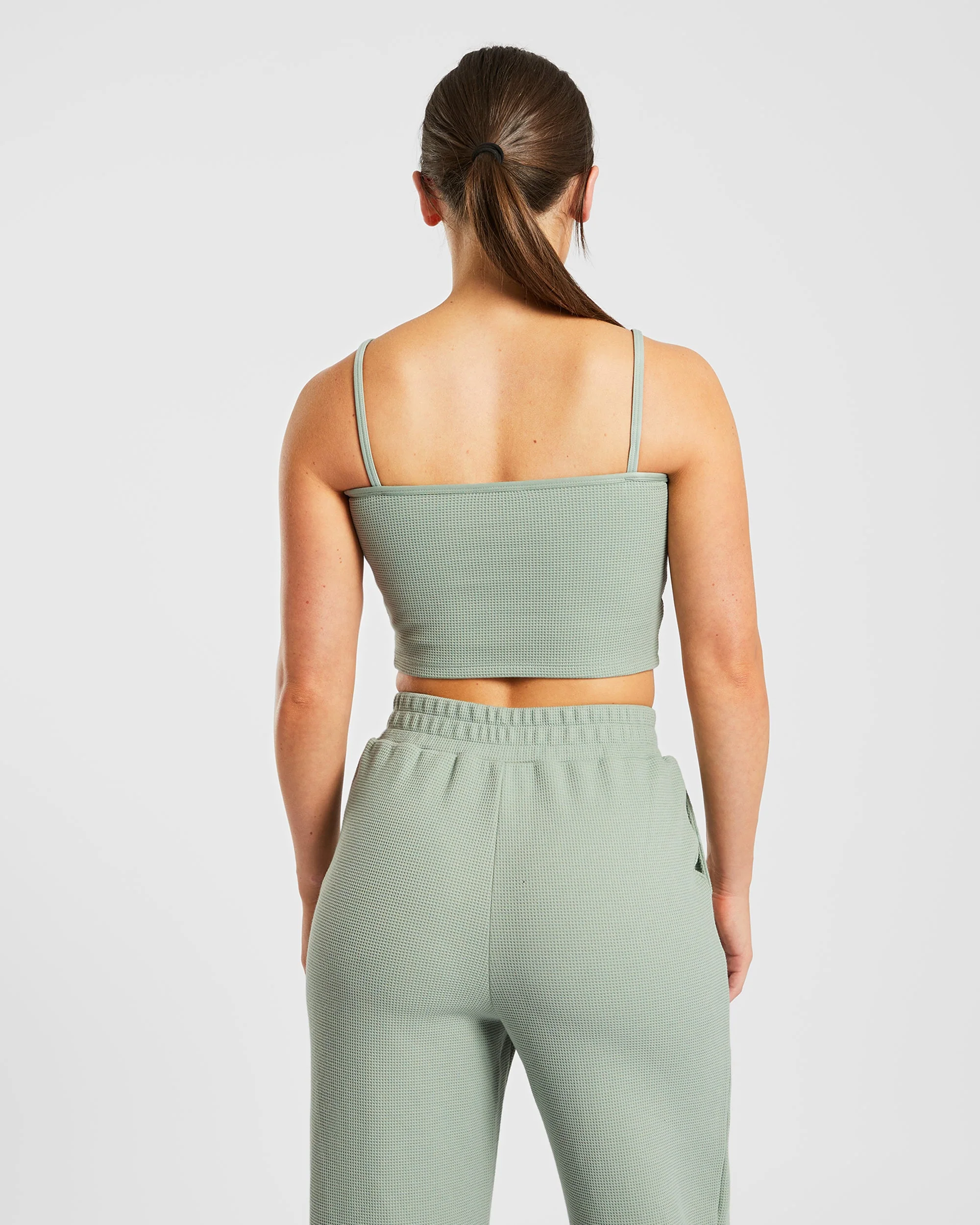 Waffle Crop Vest - Sage Vert - Image 2