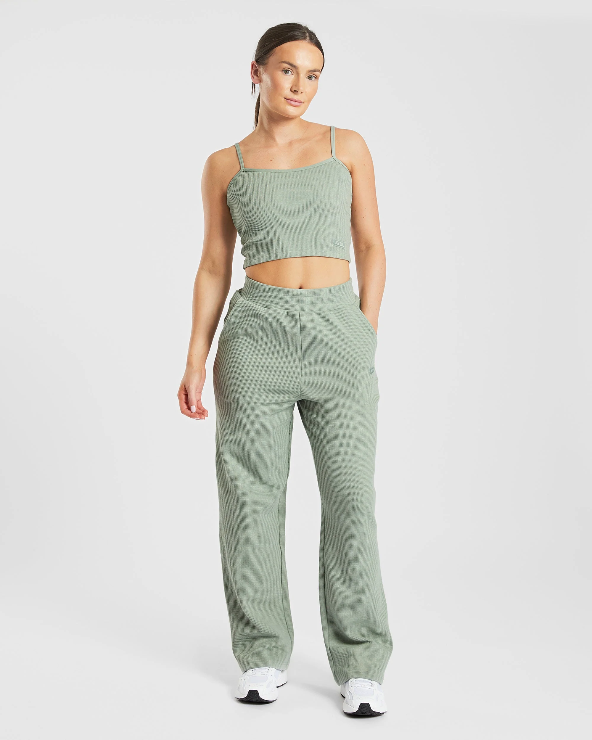 Waffle Crop Vest - Sage Vert - Image 3