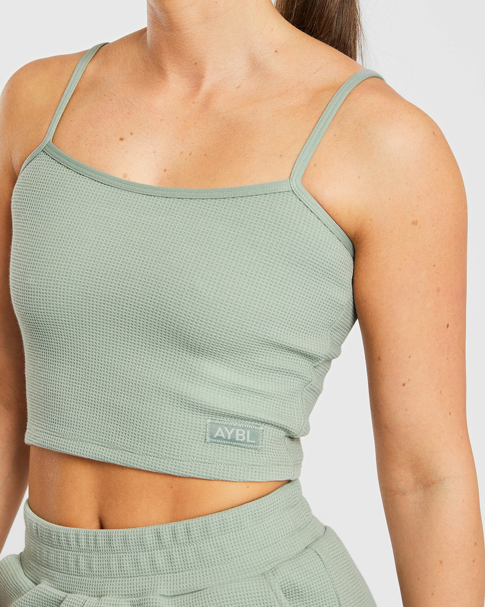 Waffle Crop Vest - Sage Vert - Image 5