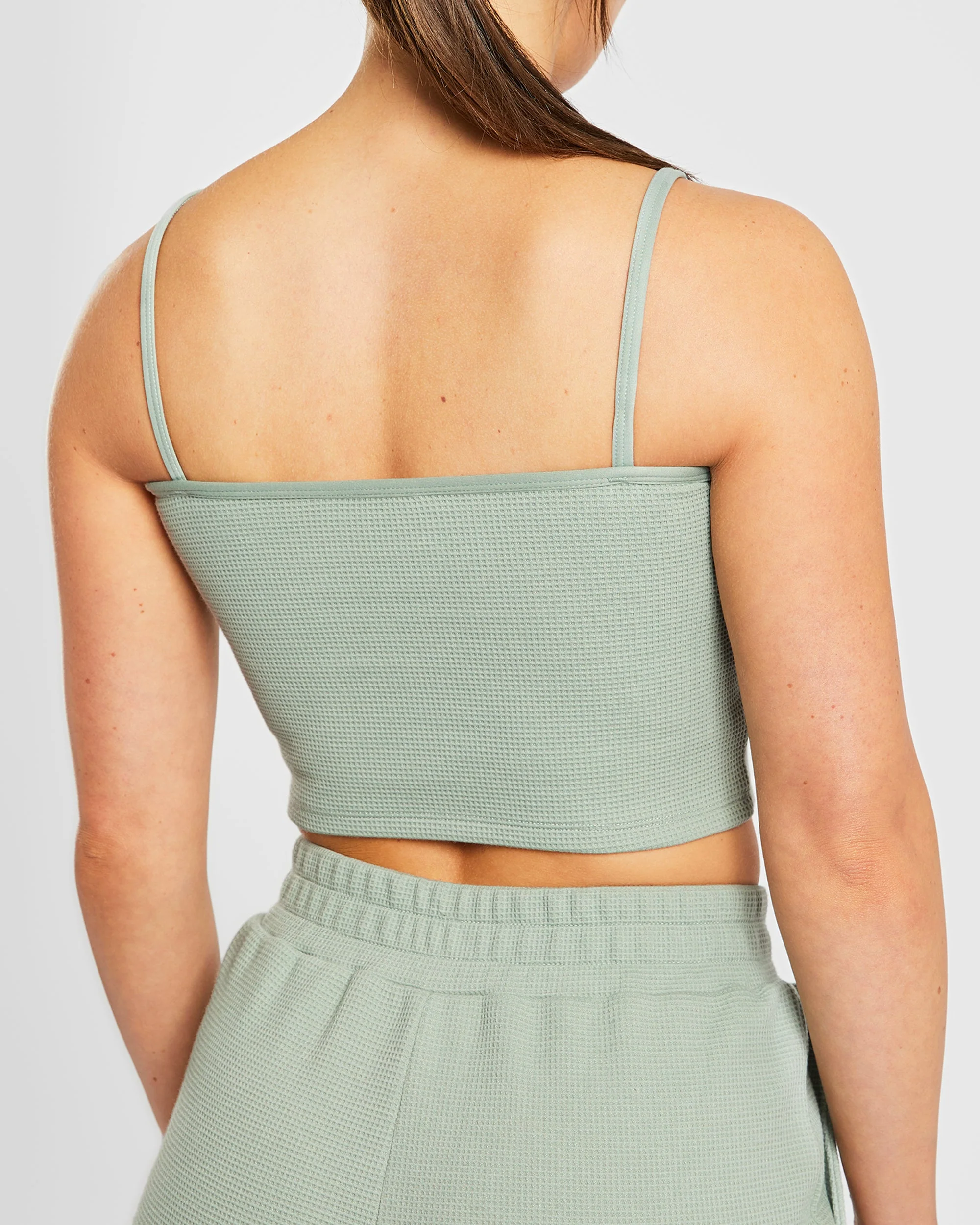 Waffle Crop Vest - Sage Vert - Image 6