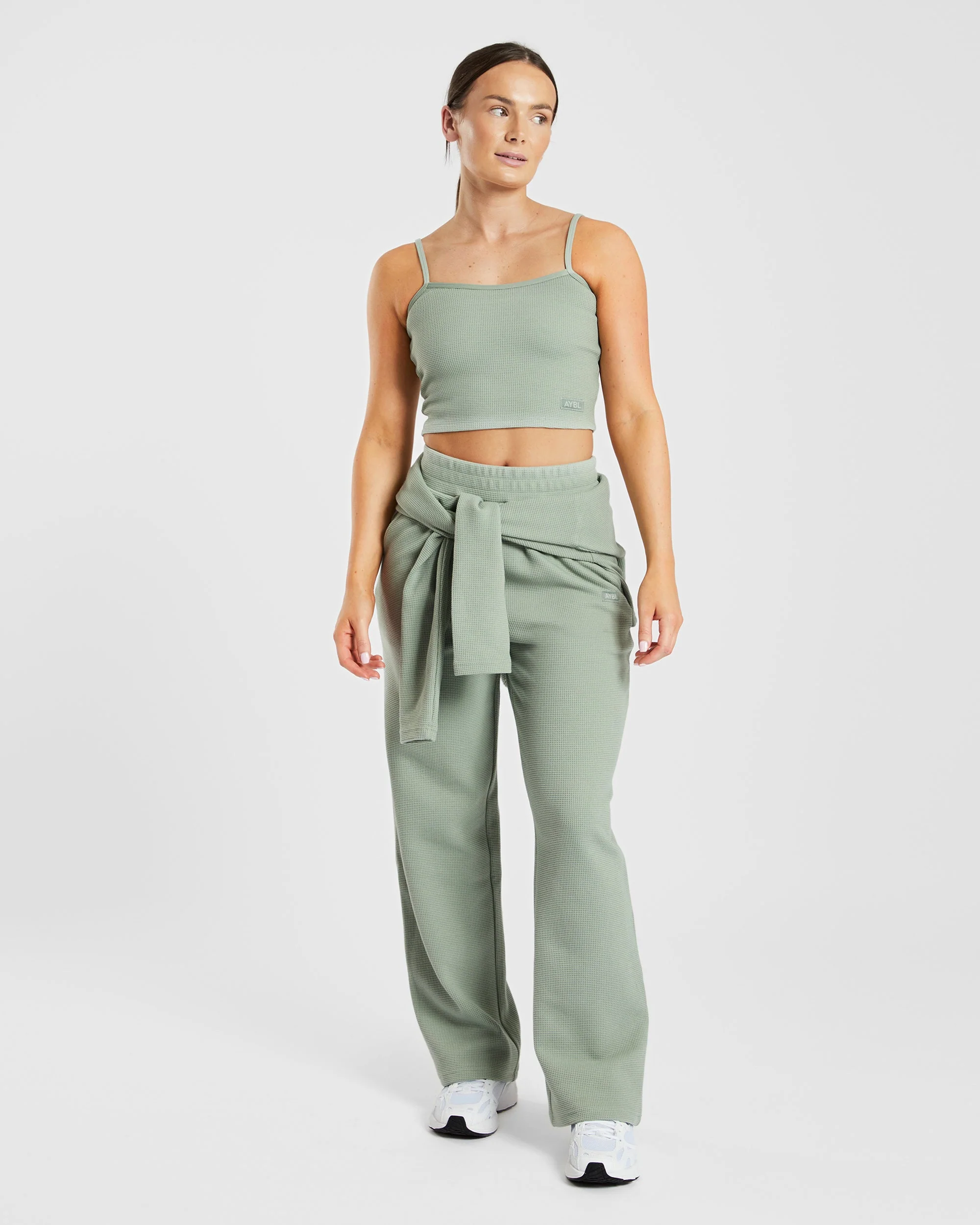 Waffle Crop Vest - Sage Vert - Image 8