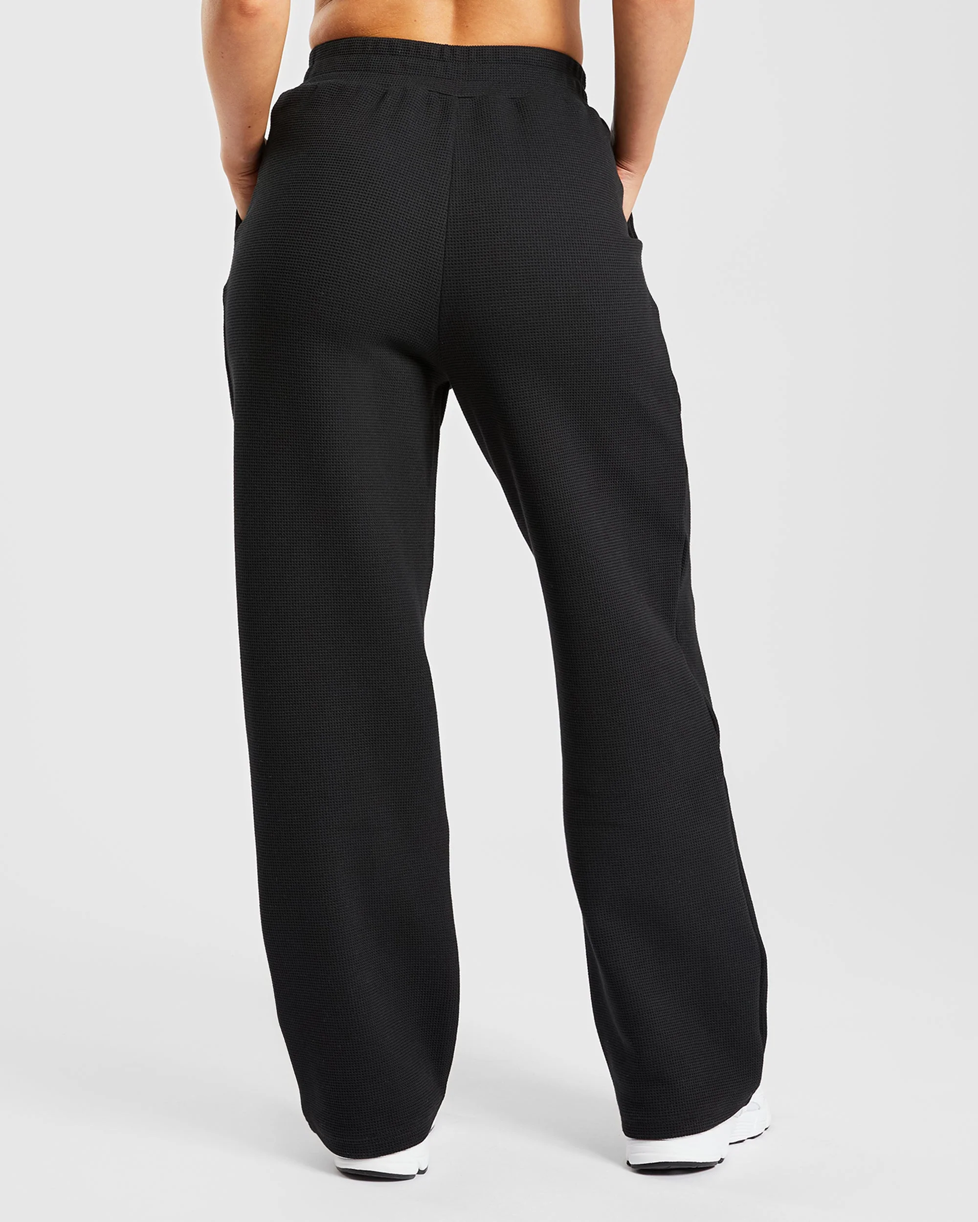 Waffle Straight Leg Joggers - Noir - Image 2