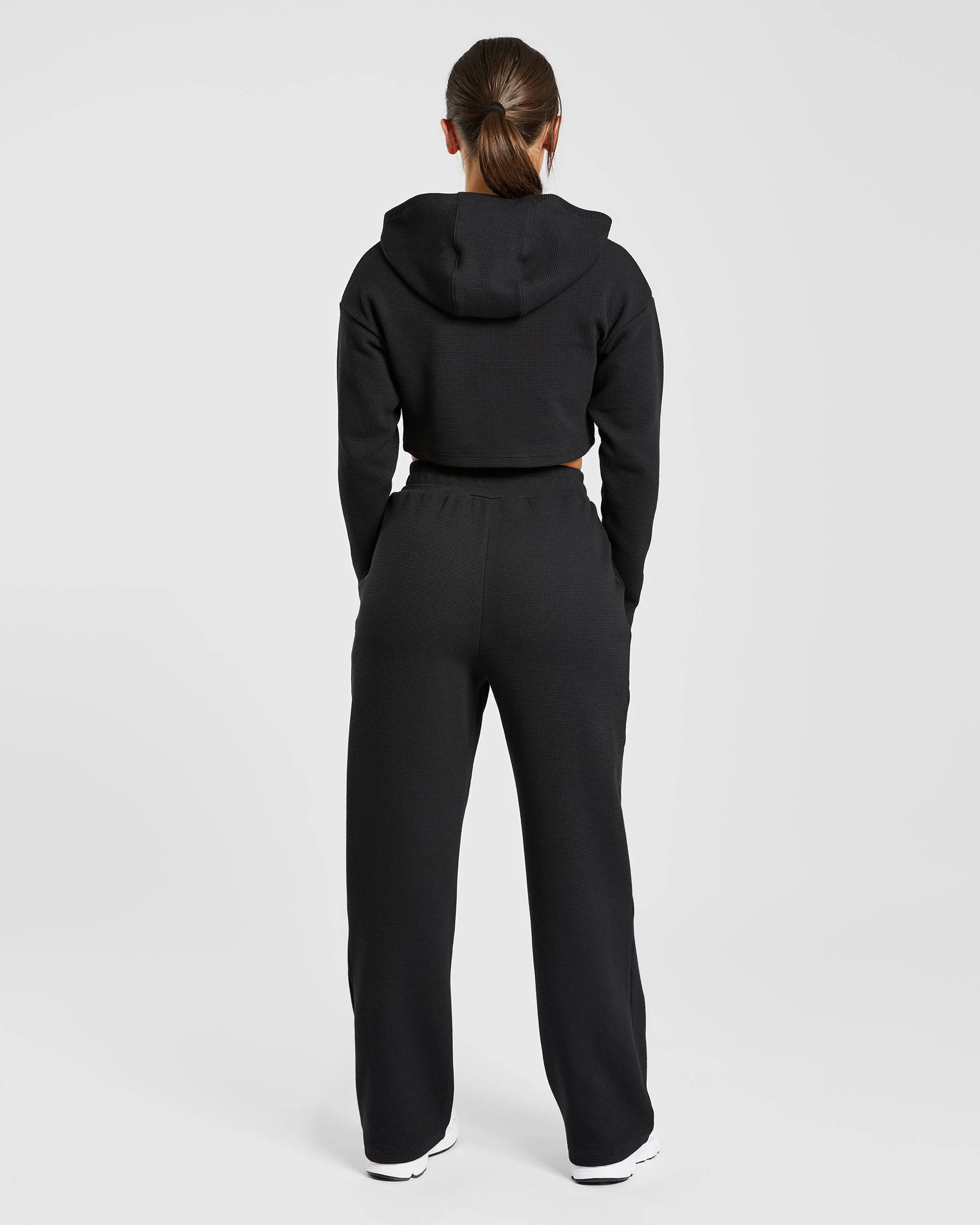 Waffle Straight Leg Joggers - Noir - Image 4