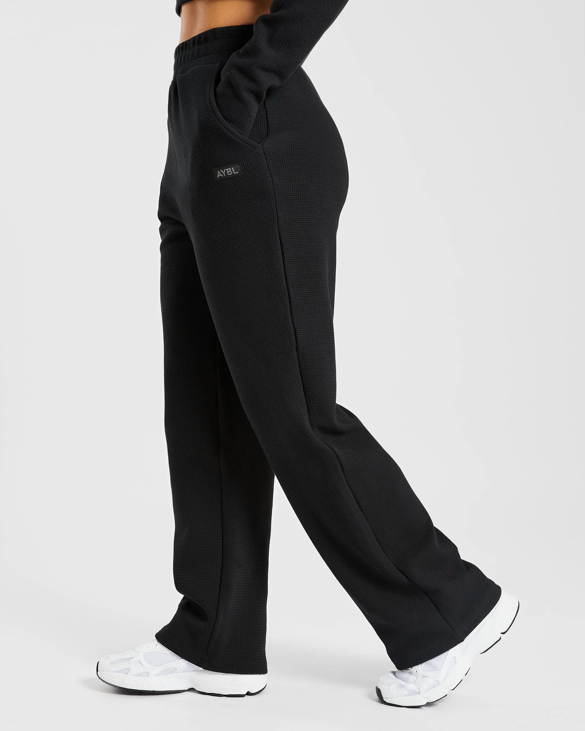 Waffle Straight Leg Joggers - Noir - Image 6