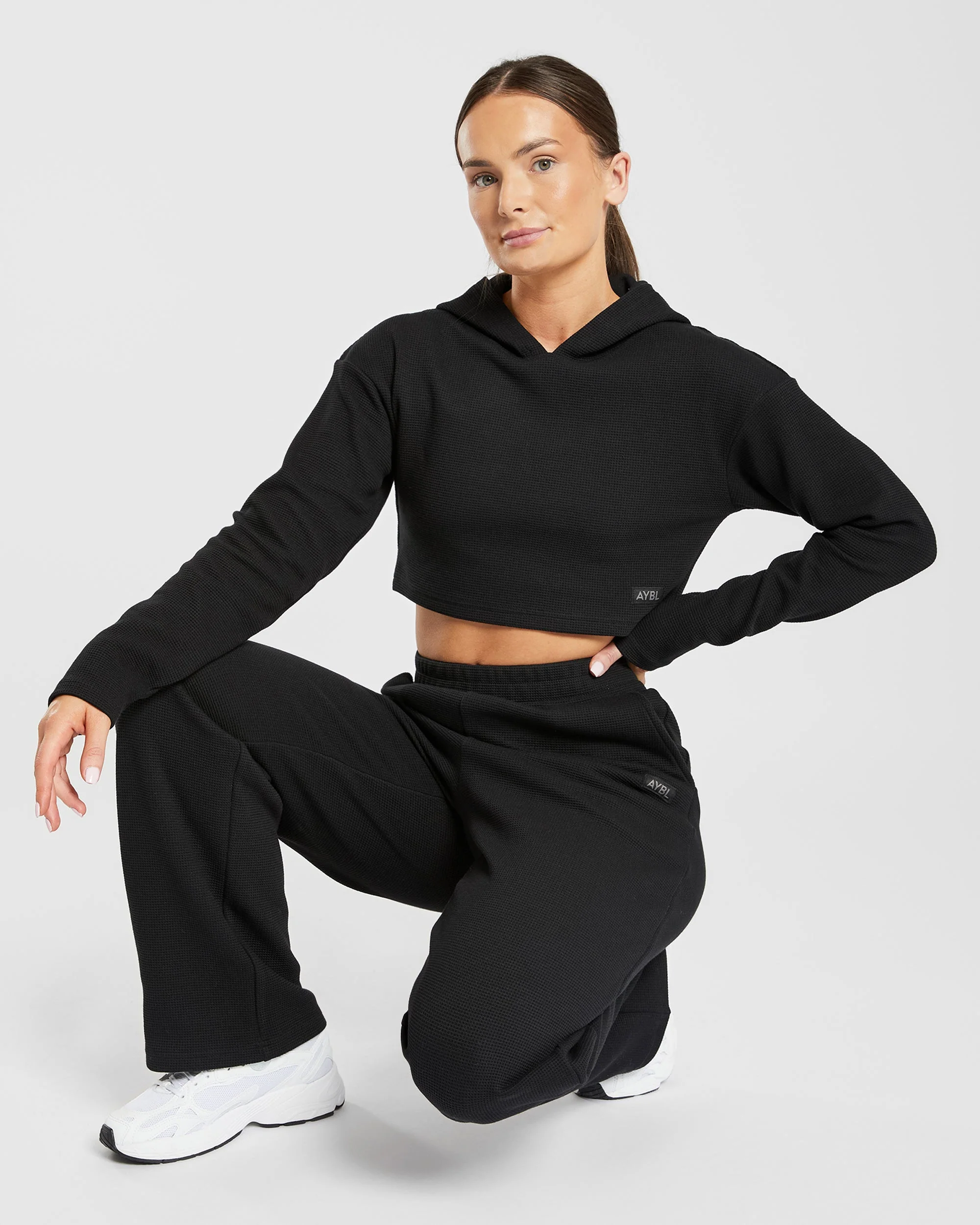 Waffle Straight Leg Joggers - Noir - Image 8